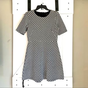 Women’s Forest Lily Black and White Short Sleeve Fit and Flare Mini Dress Medium